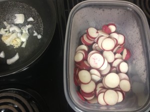 sliced radishes